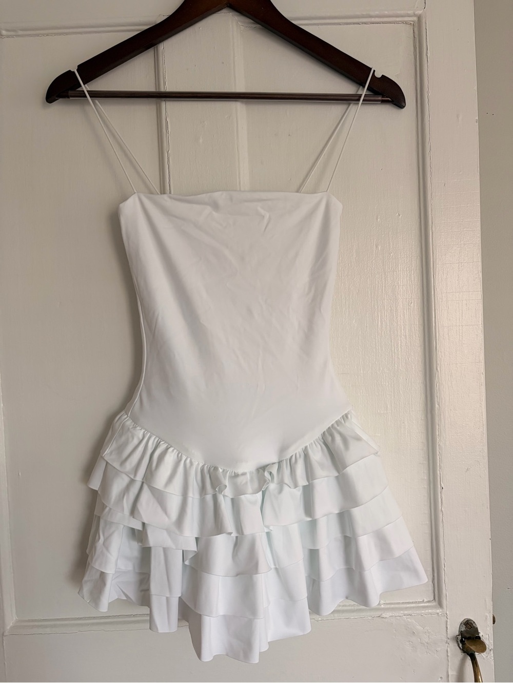 WHITE FOX White Ruffle Tiered Mini Dress